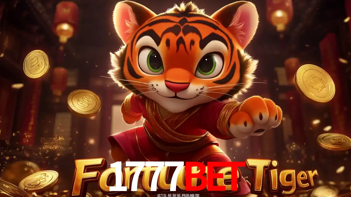 O carismático mascote do jogo de slot Fortune Tiger, um tigre fofo em pose de artes marciais, pronto para trazer sorte e multiplicadores de ganhos no cassino online 1777BET.
